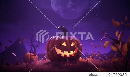 ハロウィンのお化けカボチャの背景　AI画像 104769086