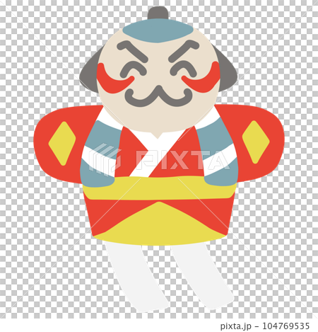 シンプルにデフォルメした笑顔の奴凧のイラスト 104769535