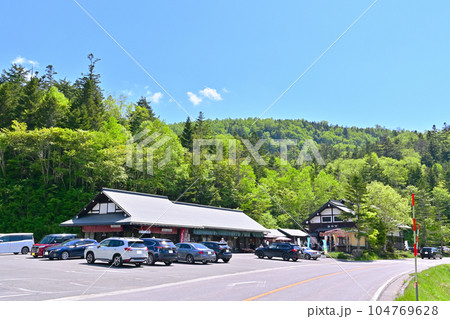 群馬県　片品村　菅沼付近の初夏　新緑の山並み　国道120号線 104769628
