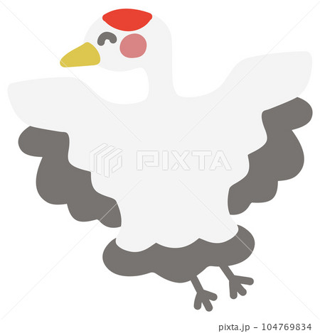 デフォルメした笑顔の鶴のイラスト デフォルメした笑顔の鶴のイラスト 104769834