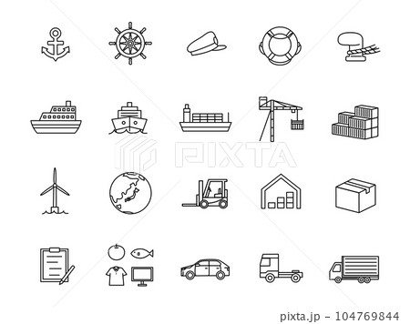 海運業、郵船関係のアイコンセット 104769844