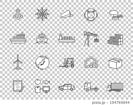海運業、郵船関係のアイコンセット 104769844