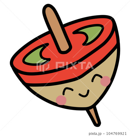 シンプルにデフォルメした笑顔のこまのイラスト 104769921