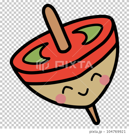 シンプルにデフォルメした笑顔のこまのイラスト 104769921