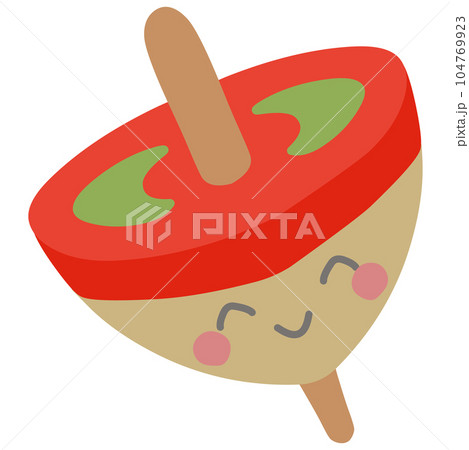 シンプルにデフォルメした笑顔のこまのイラスト 104769923