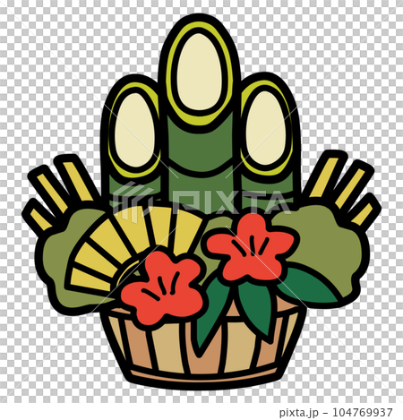 シンプルにデフォルメした門松のイラスト シンプルにデフォルメした門松のイラスト 104769937