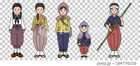 戦時中の女性 セット 104770258