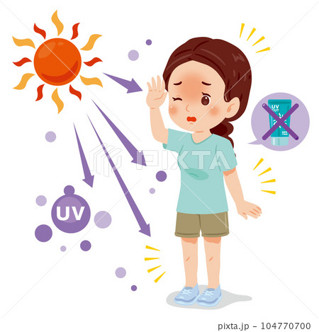 日焼け対策なし　完全無防備の女性　全身 104770700