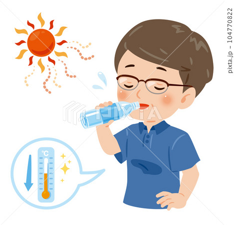 水分補給をする中年男性 水分補給をする中年男性 104770822
