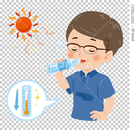 水分補給をする中年男性 水分補給をする中年男性 104770822
