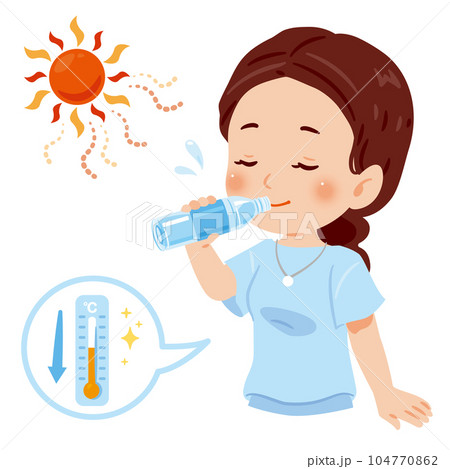 水分補給をする女性 水分補給をする女性 104770862