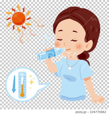 水分補給をする女性 水分補給をする女性 104770862