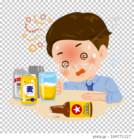 泥酔して目を回す若い男性 泥酔して目を回す若い男性 104771127