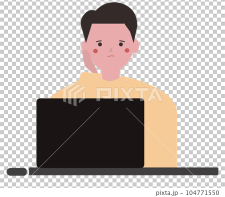 A man who has trouble with computer work. to worry. computer trouble. vector illustration A man who has trouble with computer work. to worry. computer trouble. vector illustration 104771550