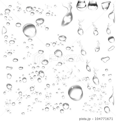 Set of waterdrops on transparent background 104771671