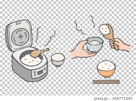 Hand-drawn illustration of a place serving rice 104771895