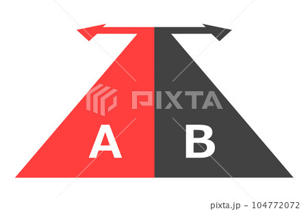 矢印がAとBの2方向に別れて選択肢があるイラスト 矢印がAとBの2方向に別れて選択肢があるイラスト 104772072