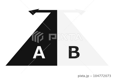矢印がAとBの2方向に別れて選択肢があるイラスト 矢印がAとBの2方向に別れて選択肢があるイラスト 104772073