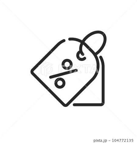 Sale Label Icon. Vector Linear Editable Sign of Discounted Tags and Price Cut Markers, Symbolizing Economical Shopping Cost Reduction, Markdown, and Retail Offers. Sale Label Icon. Vector Linear Editable Sign of Discounted Tags and Price Cut Markers, Symbolizing Economical Shopping Cost Reduction, Markdown, and Retail Offers. 104772135