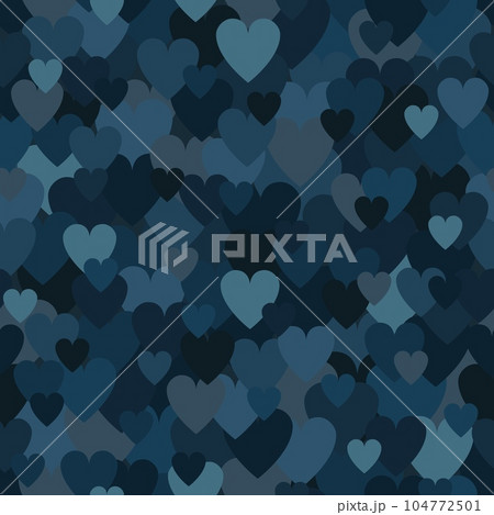 Army blue heart pattern. Camouflage Vector texture for Valentines Day 104772501