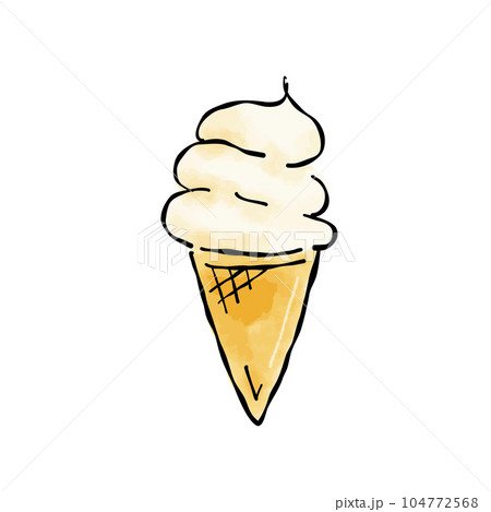 ソフトクリームの水彩画風ベクターイラスト ソフトクリームの水彩画風ベクターイラスト 104772568
