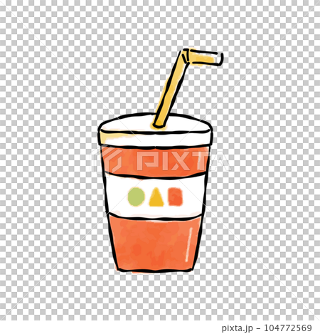 Watercolor style vector illustration of juice with straw and lid Watercolor style vector illustration of juice with straw and lid 104772569