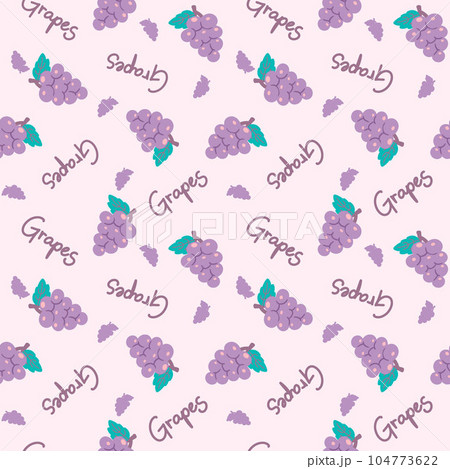 Grapes berry seamless pattern with word label vector illustration. Autumn style for clothes, wrapping paper, print 104773622