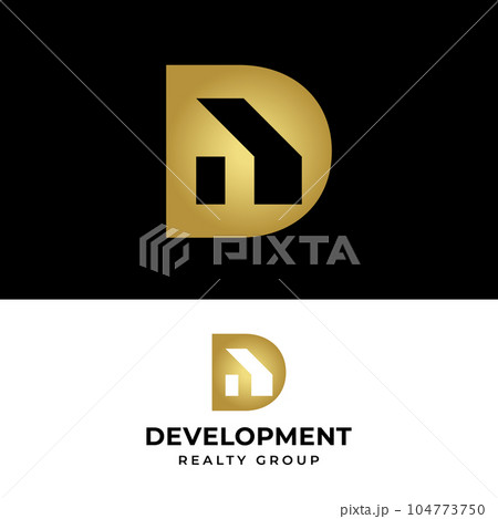 Letter Initial D Home House in Minimal Luxury Logo 104773750