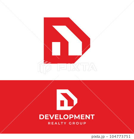 Letter Initial D Home House in Minimal Modern Logo 104773751