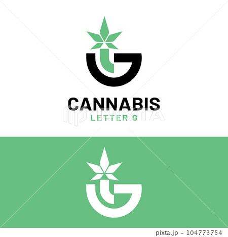 Letter Initial G Cannabis in Modern Minimalist Logo 104773754