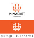 Letter Initial M Shopping Cart Trolley in Line Logo 104773761
