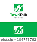 Town City Building with Bubble Chat App Logo Design 104773762