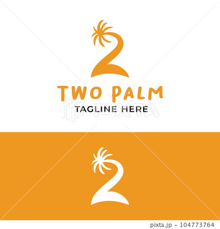 Number 2 Two with Palm Tree Island in Simple Logo 104773764