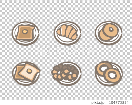 Bread donut bagel croissant plate 104773834