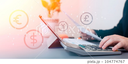 The auditor is examining the sales profit graph .marketing plan to set business strategies 104774767