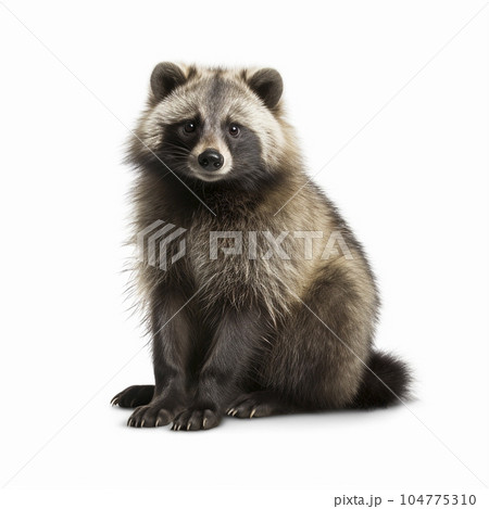 たぬき 白背景 AI生成画像 ジェネレーティブAIのイラスト素材