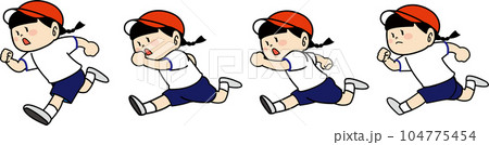 かけっこしている体育着の女の子 かけっこしている体育着の女の子 104775454