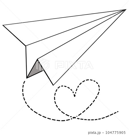 Drawing of paper plane flying isolated on transparent background for usage as an illustration concept Drawing of paper plane flying isolated on transparent background for usage as an illustration concept 104775905