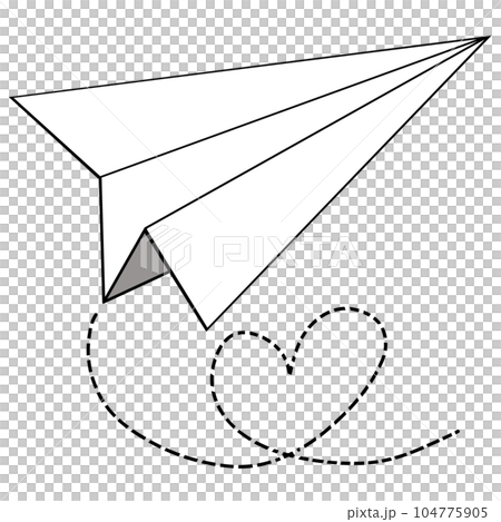 Drawing of paper plane flying isolated on transparent background for usage as an illustration concept Drawing of paper plane flying isolated on transparent background for usage as an illustration concept 104775905