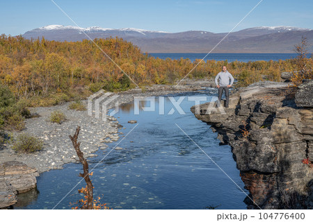 Autum Abisko Canyon River Abiskojakka National Park, Norrbottens, Norrbottens Lapland landscape north of Sweden Autum Abisko Canyon River Abiskojakka National Park, Norrbottens, Norrbottens Lapland landscape north of Sweden 104776400