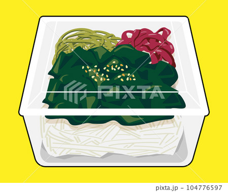 使い捨て容器の海藻サラダ　黒フチあり 104776597