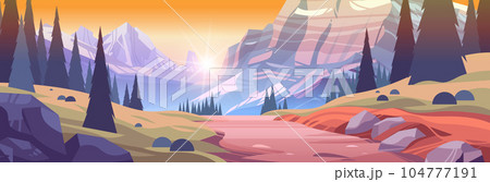 panoramic view of rocky mountains beautiful nature landscape background summer vacation traveling concept 104777191
