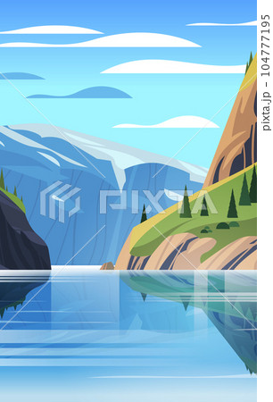 panoramic view of lake in mountains raging mountain river beautiful nature landscape background summer vacation traveling concept vertical 104777195