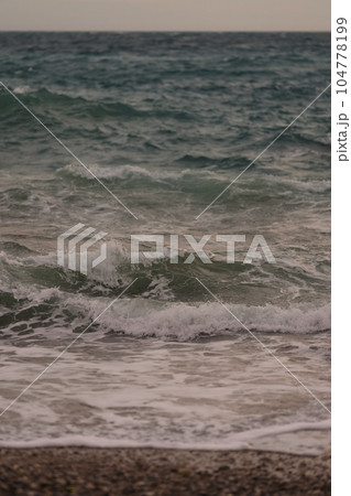 Background of stormy mediterranean sea with horizon Background of stormy mediterranean sea with horizon 104778199