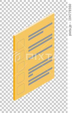 Checklist 1_frame only (vertical, isometric, facing right, document, no text, orange, 1 sheet) 104778560
