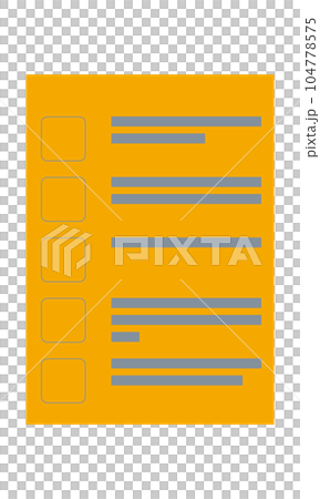 Checklist 1_frame only (vertical, front, document, no text, orange, 1 sheet) 104778575