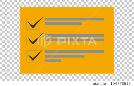 Checklist 3_Checked (horizontal, front, document, no text, orange, 1 sheet) 104778618