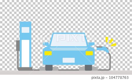 描繪電動汽車在停車場從正面充電的插圖 描繪電動汽車在停車場從正面充電的插圖 104778763