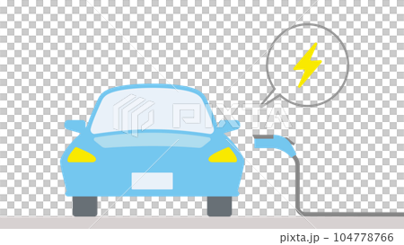 電気自動車が充電する様子を正面から描いたイラスト 104778766