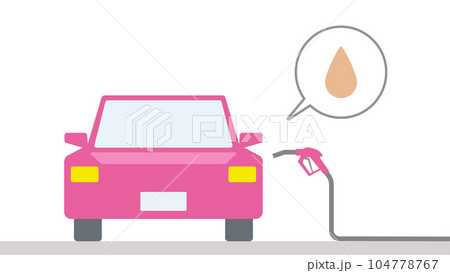 ガソリン自動車が給油する様子を正面から描いたイラスト ガソリン自動車が給油する様子を正面から描いたイラスト 104778767
